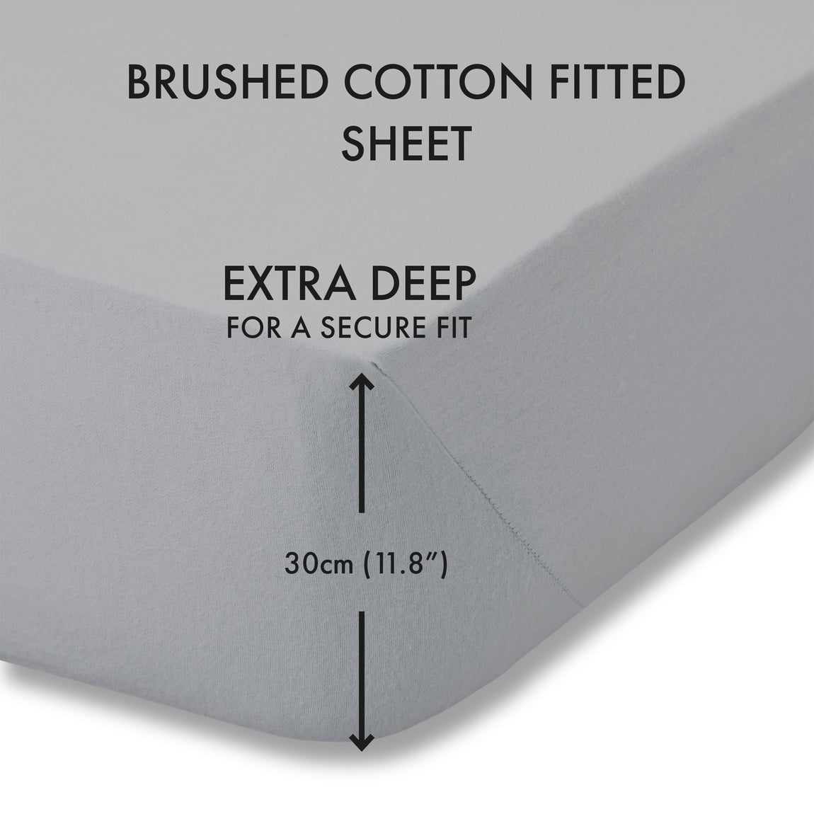 Catherine Lansfield Brushed Cotton Soft and Cosy Bed Linen Fitted Sheet Grey