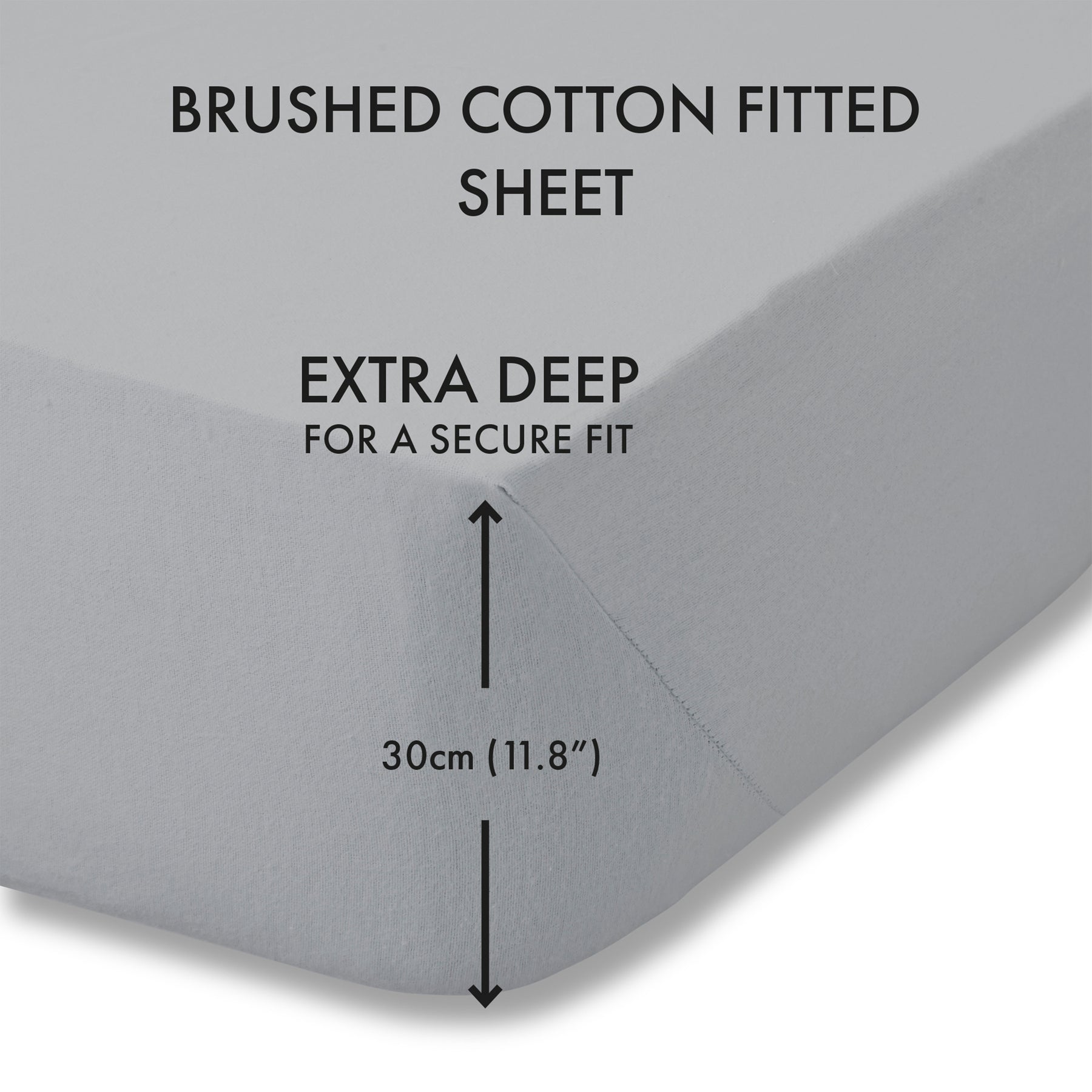 Catherine Lansfield Brushed Cotton Soft and Cosy Bed Linen Fitted Sheet Grey