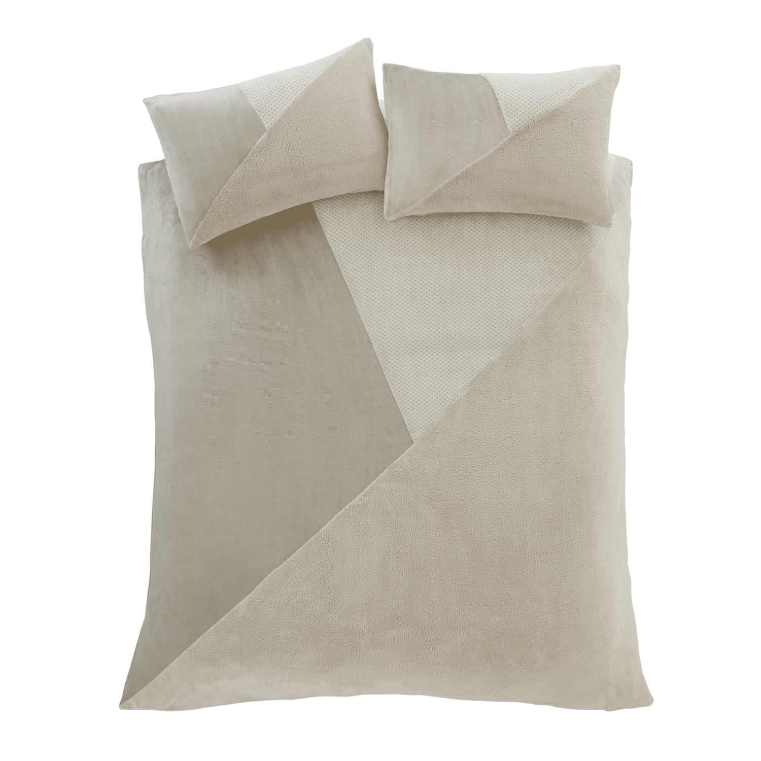 Catherine Lansfield Cosy Larsson Fleece Backed Duvet Cover Bedding Set Natural