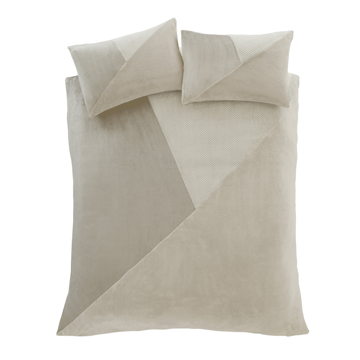 Catherine Lansfield Cosy Larsson Fleece Backed Duvet Cover Bedding Set Natural