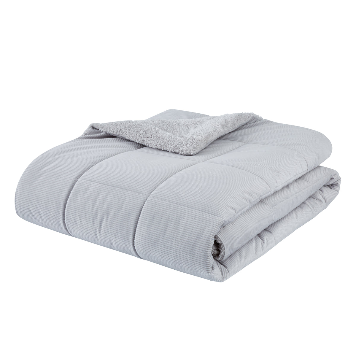 Catherine Lansfield Cosy Cord 6.5 Tog Coverless Comforter 200cm x 220cm Bedspread Silver