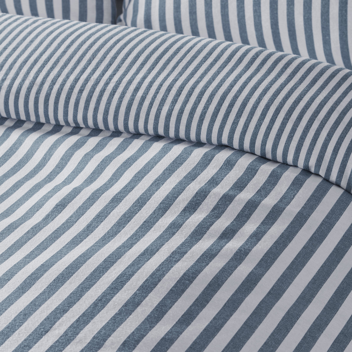 Catherine Lansfield Stripe Brushed Duvet Cover Bedding Set Blue