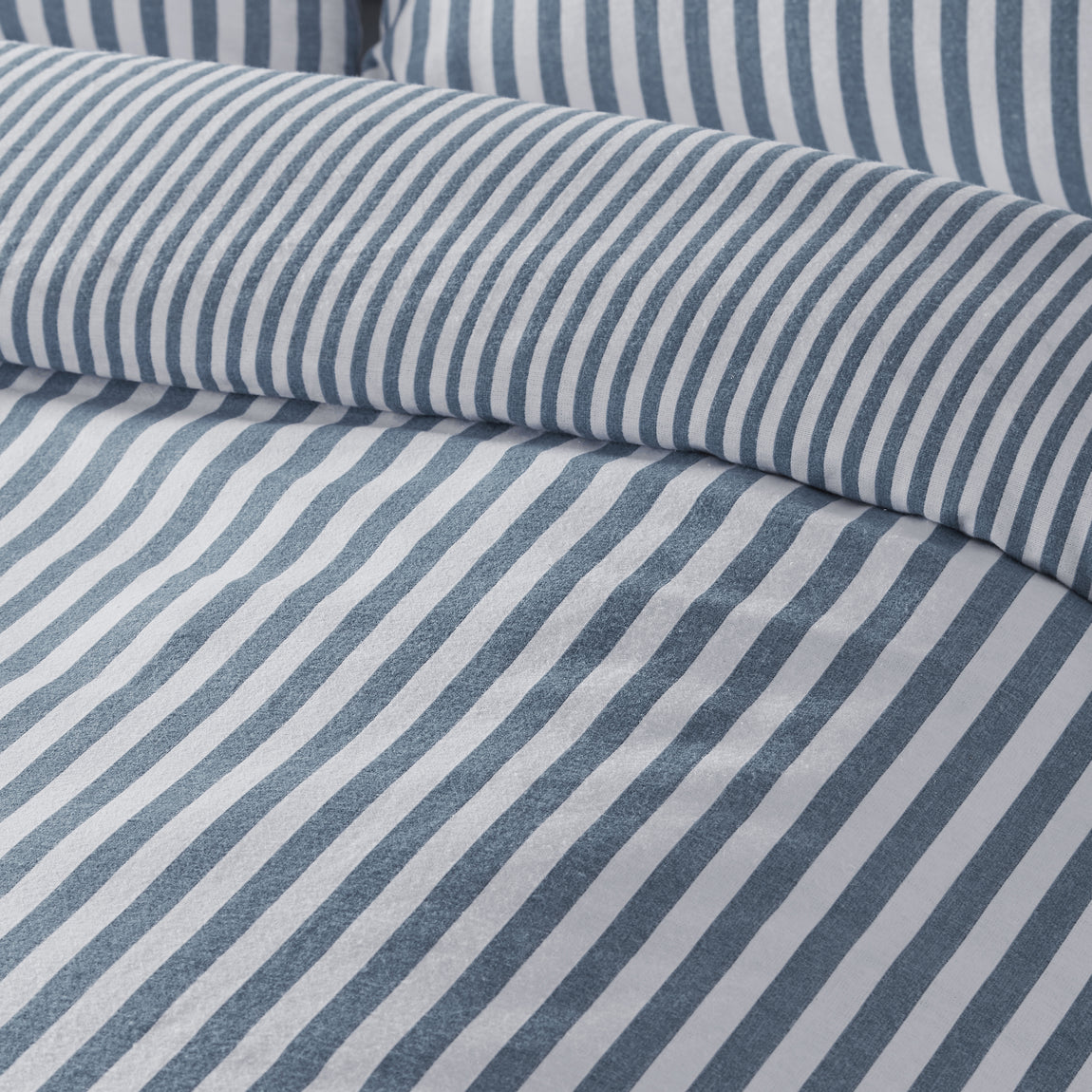 Catherine Lansfield Stripe Brushed Duvet Cover Bedding Set Blue