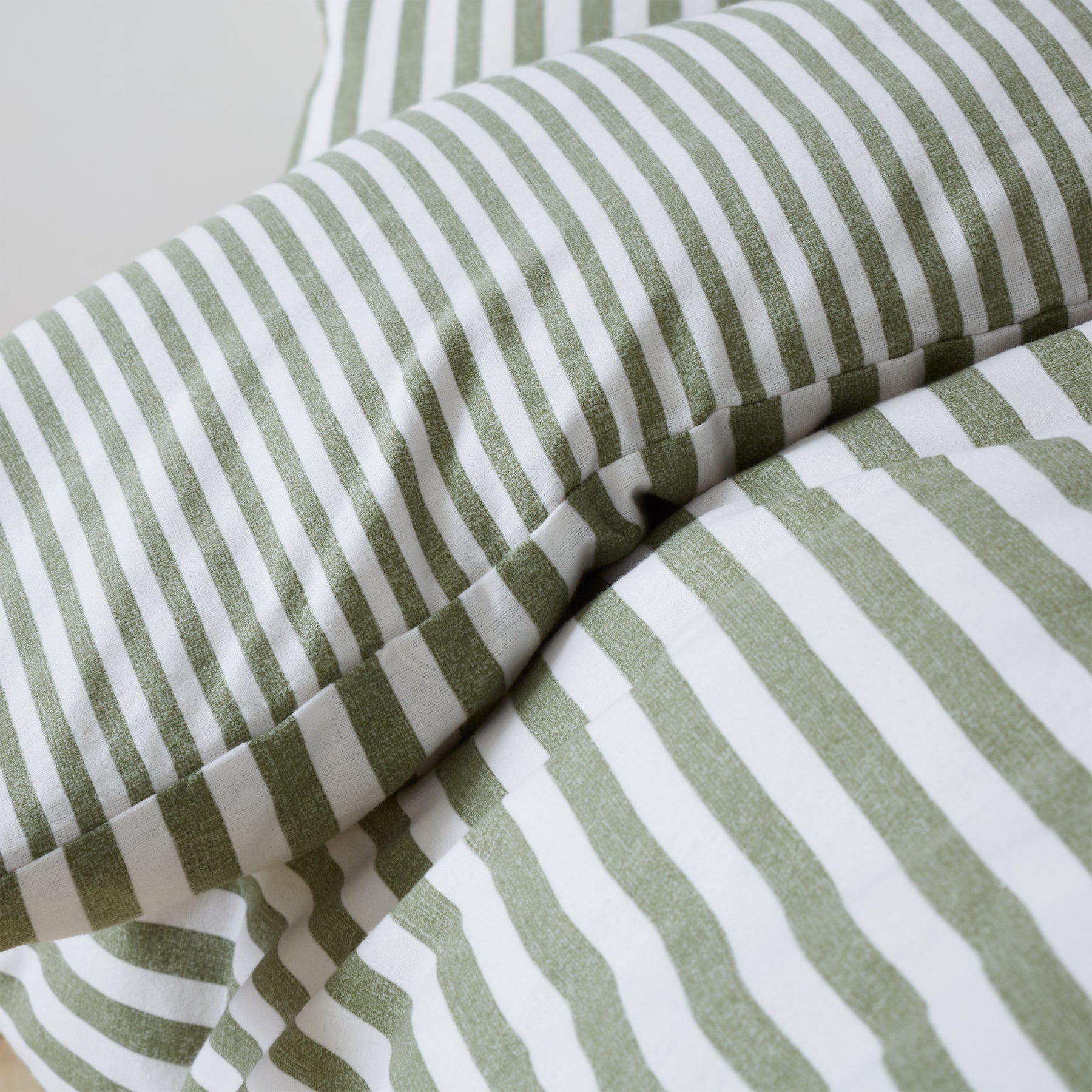 Catherine Lansfield Brushed Stripe Duvet Cover Bedding Set Green