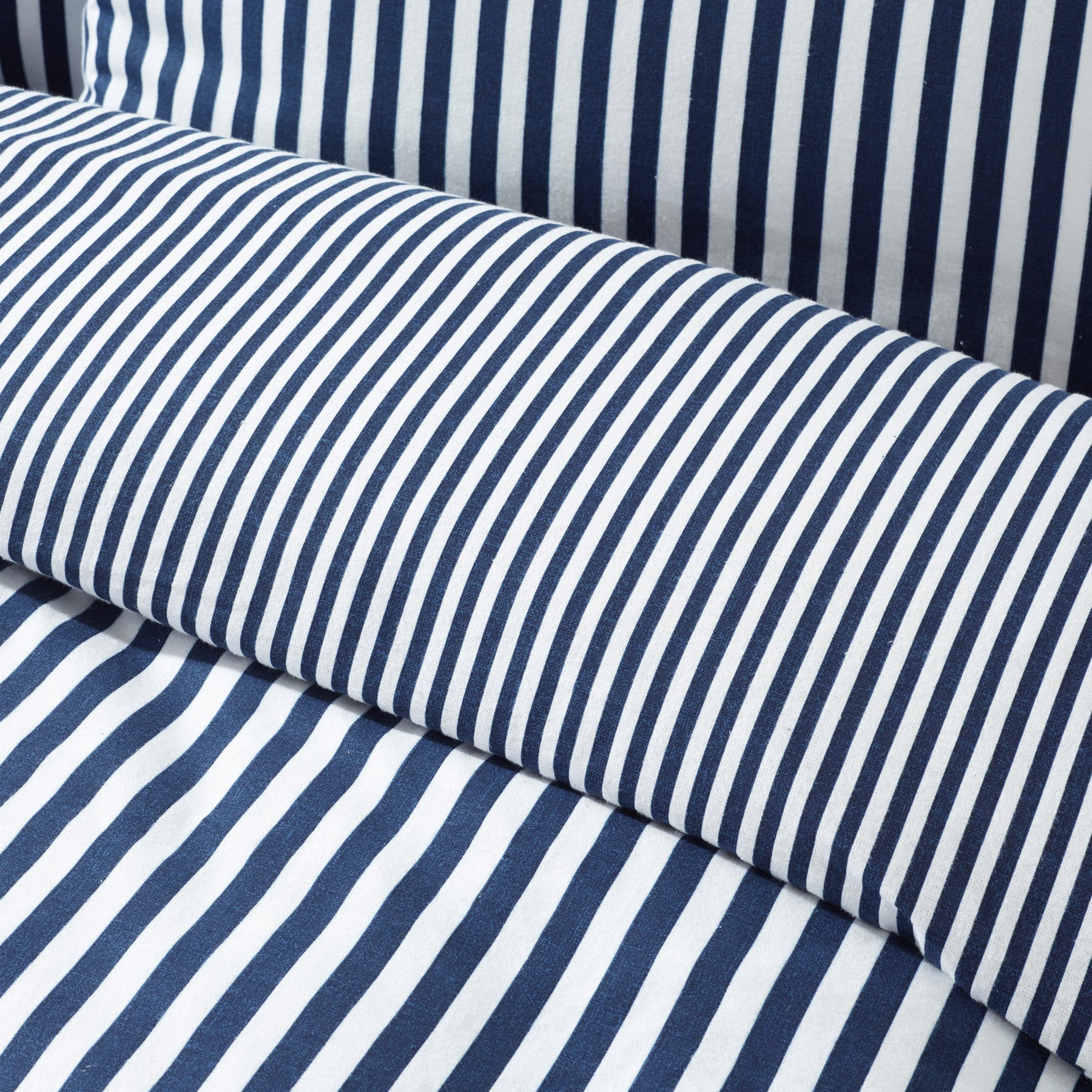 Catherine Lansfield Brushed Stripe Duvet Cover Bedding Set Navy
