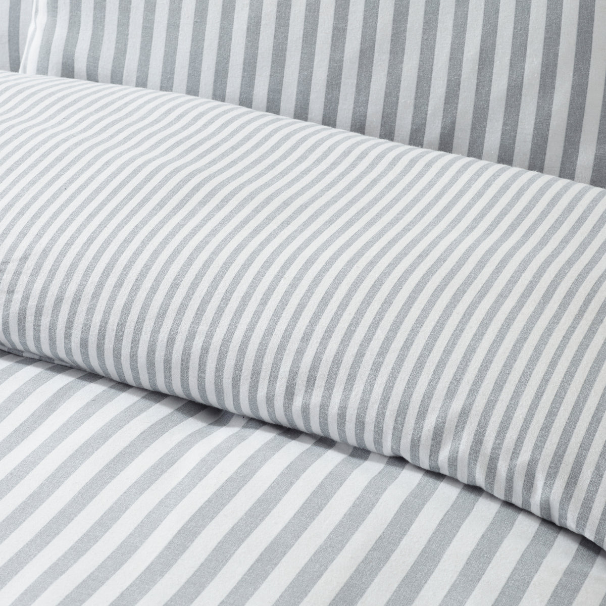 Catherine Lansfield Brushed Stripe Duvet Cover Bedding Set Silver