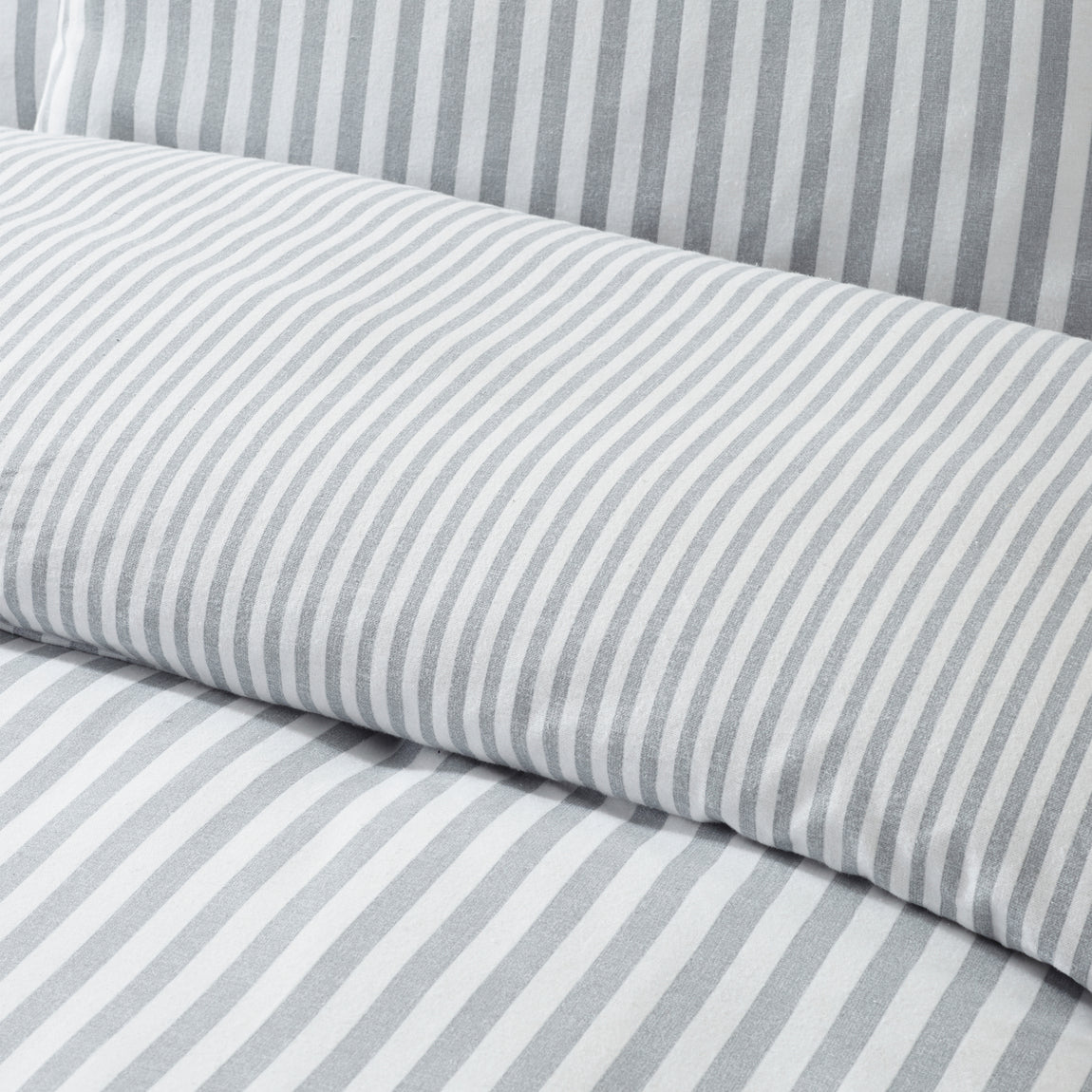 Catherine Lansfield Brushed Stripe Duvet Cover Bedding Set Silver
