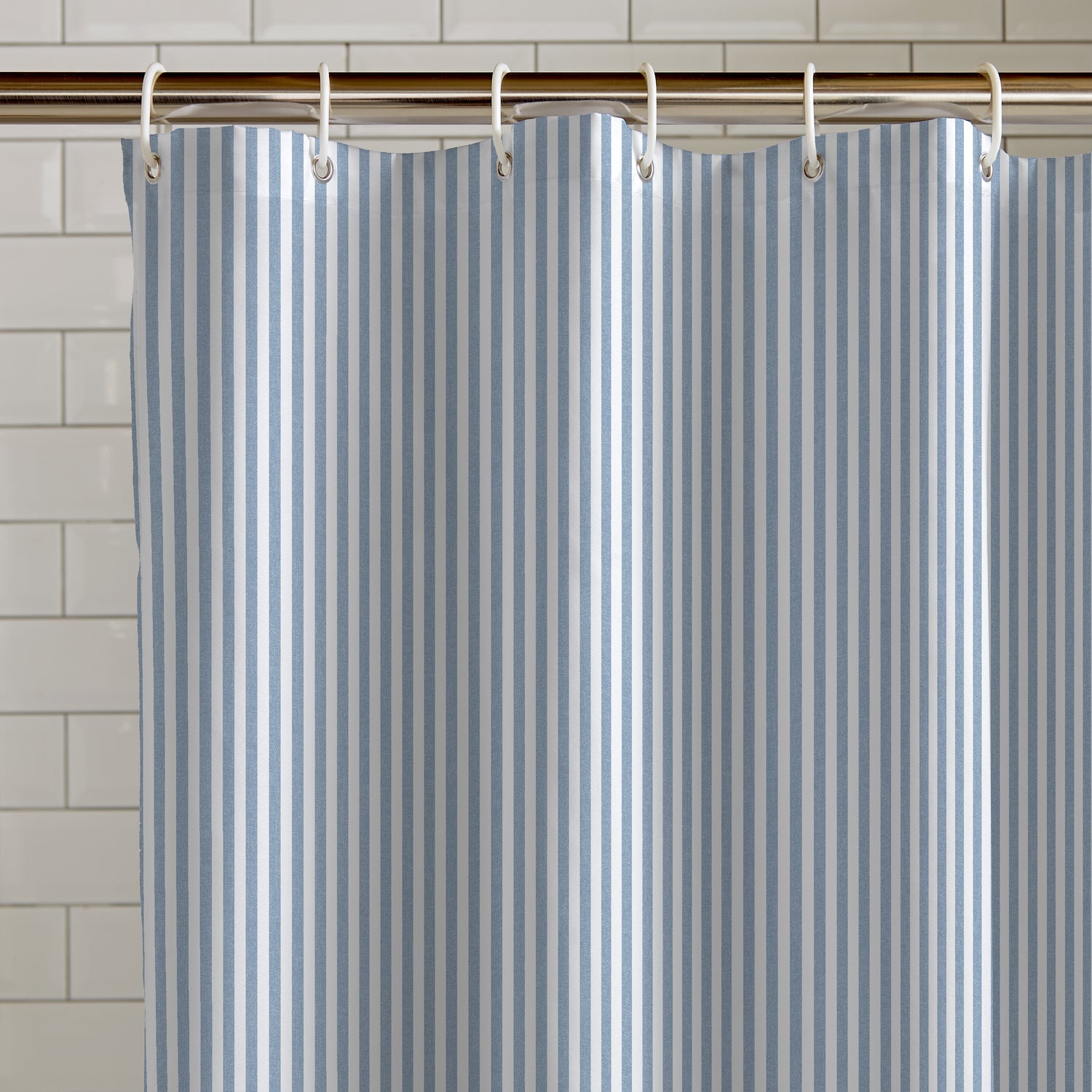 Catherine Lansfield Timeless Stripe Shower Curtain Blue