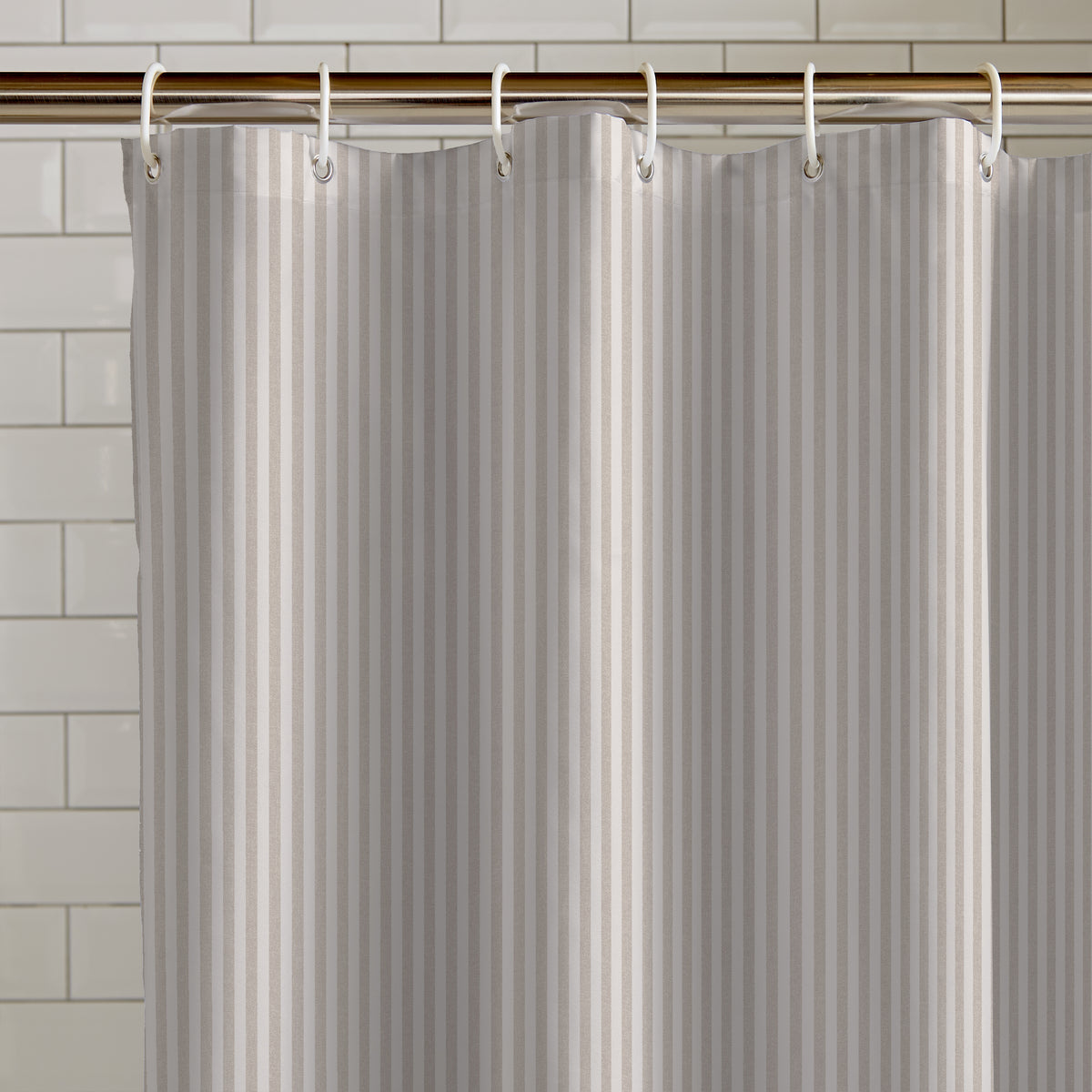 Catherine Lansfield Timeless Stripe Shower Curtain Natural