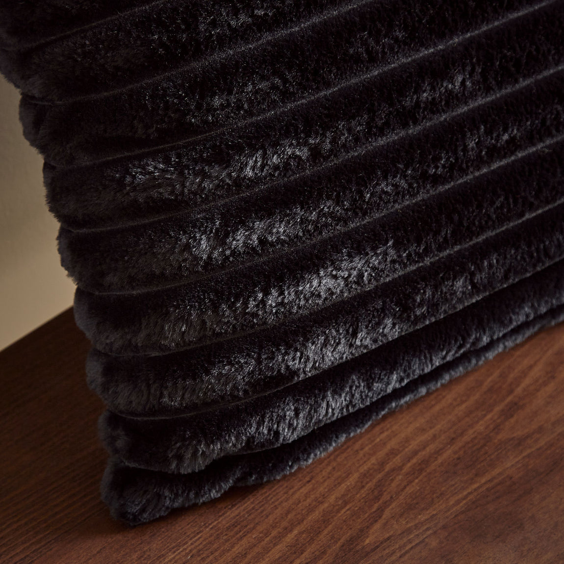 Catherine Lansfield Cosy Ribbed Soft Touch Velvet 45cm x 45cm Filled Cushion Black
