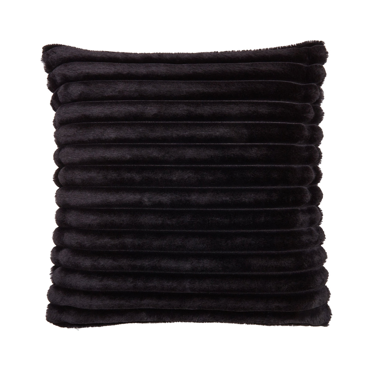 Catherine Lansfield Cosy Ribbed Soft Touch Velvet 45cm x 45cm Filled Cushion Black