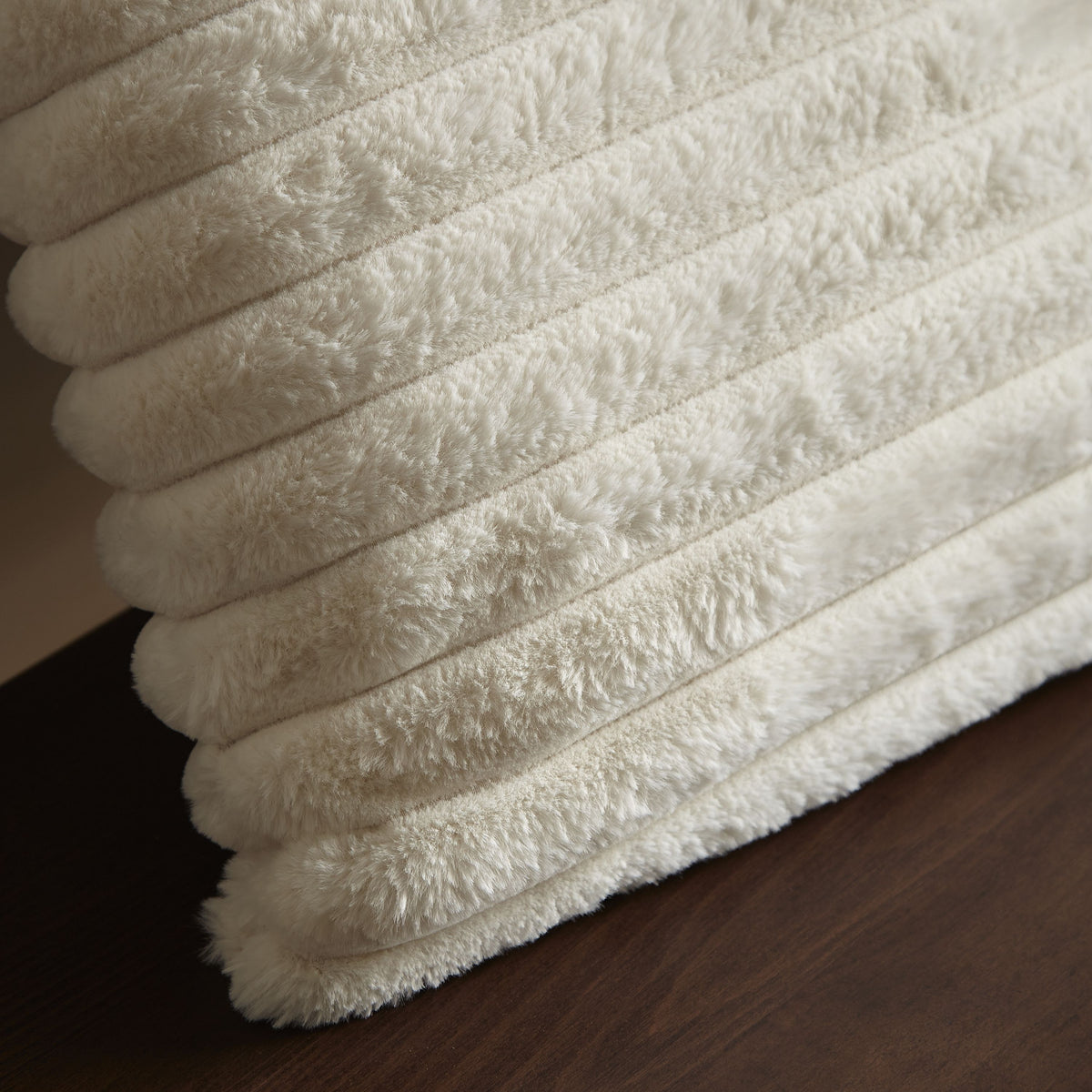Catherine Lansfield Cosy Ribbed Soft Touch Velvet 45cm x 45cm Filled Cushion Cream