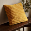 Catherine Lansfield Cosy Ribbed Soft Touch Velvet 45cm x 45cm Filled Cushion Mustard Yellow
