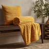Catherine Lansfield Cosy Ribbed Soft Touch Velvet 45cm x 45cm Filled Cushion Mustard Yellow