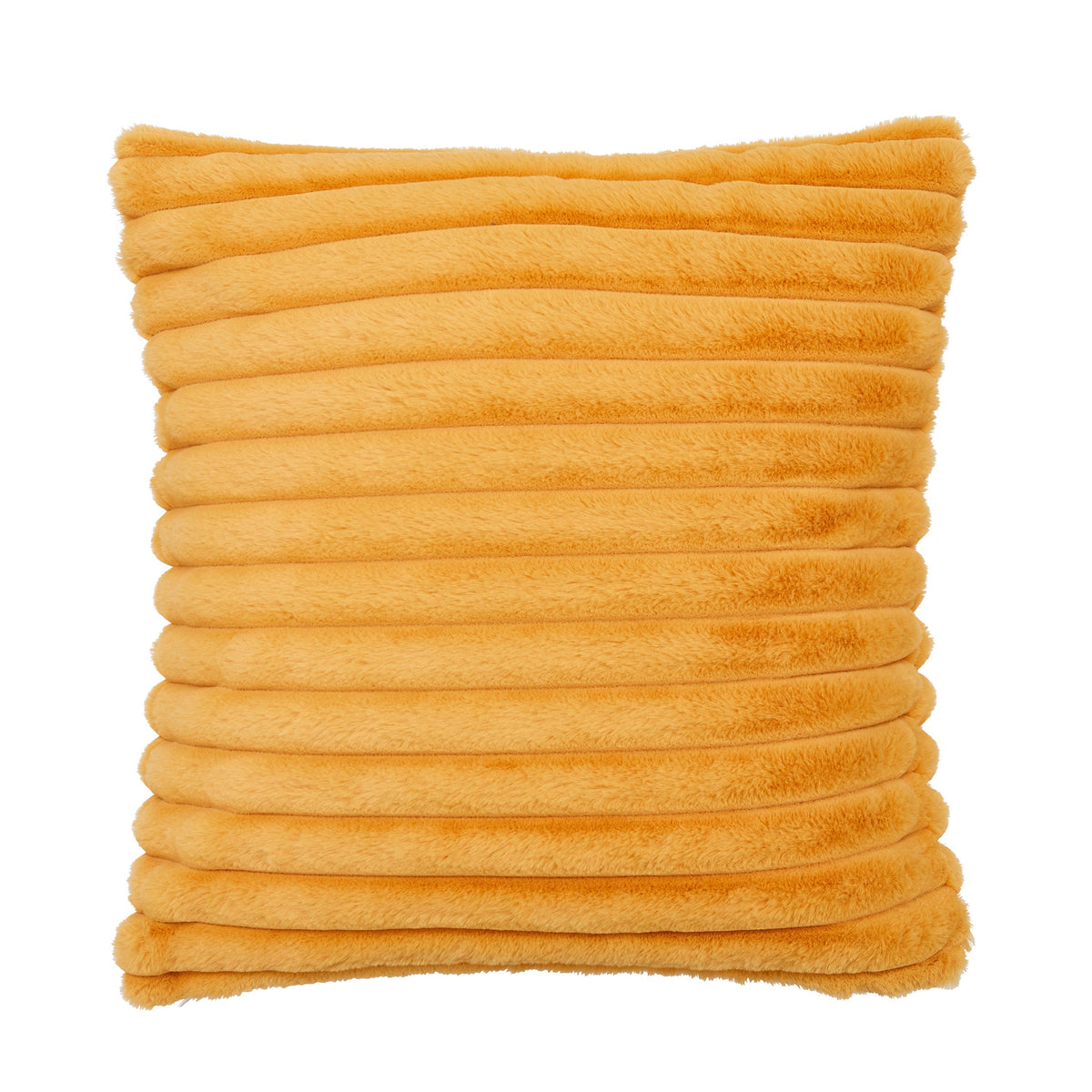 Catherine Lansfield Cosy Ribbed Soft Touch Velvet 45cm x 45cm Filled Cushion Mustard Yellow