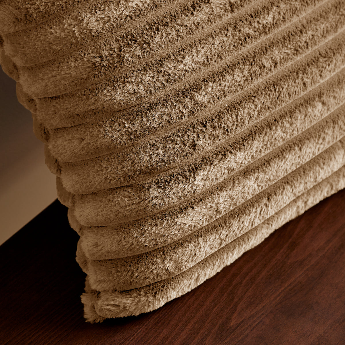 Catherine Lansfield Cosy Ribbed Soft Touch Velvet 45cm x 45cm Filled Cushion Natural