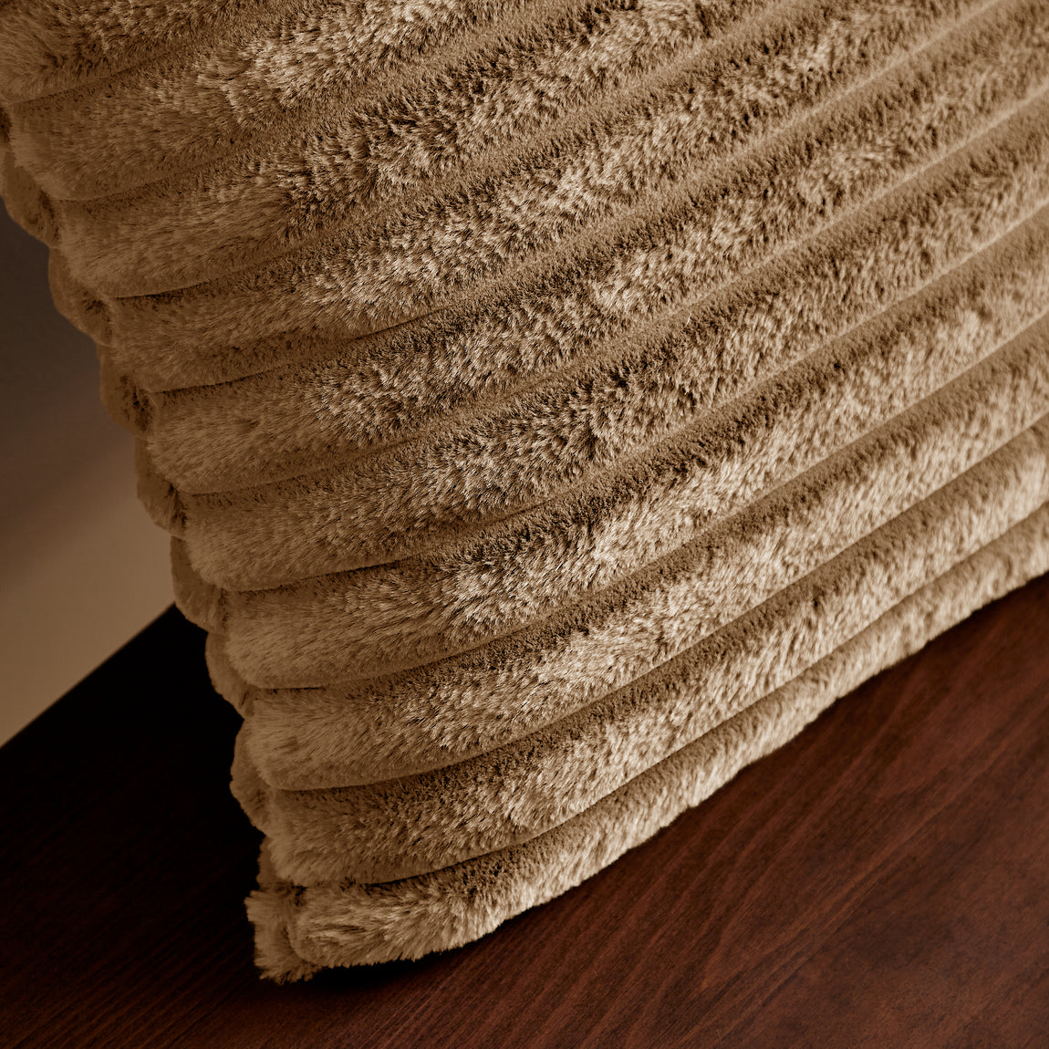 Catherine Lansfield Cosy Ribbed Soft Touch Velvet 45cm x 45cm Filled Cushion Natural