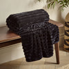 Catherine Lansfield Cosy Ribbed Faux Fur 130x170cm Throw Black