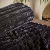 Catherine Lansfield Cosy Ribbed Faux Fur 130x170cm Throw Black
