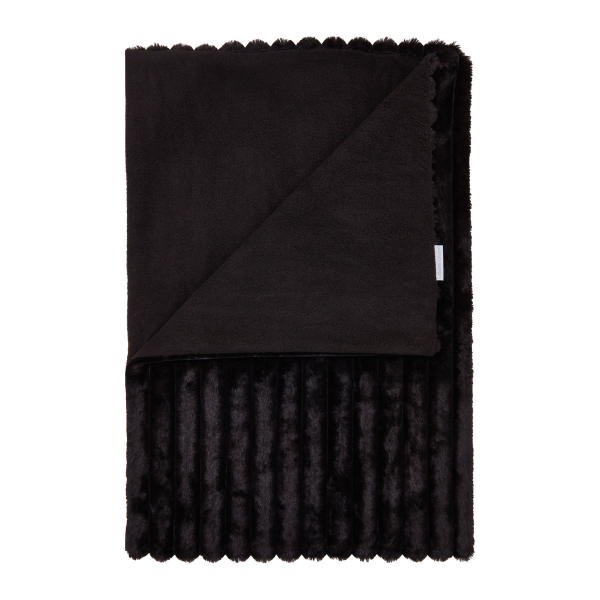 Catherine Lansfield Cosy Ribbed Faux Fur 130x170cm Throw Black