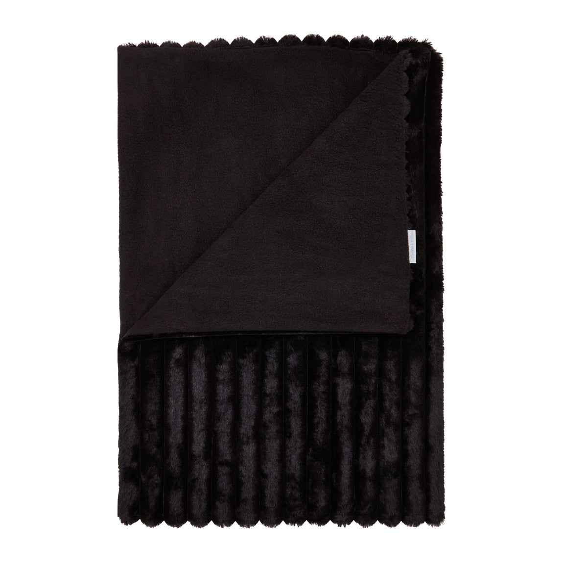 Catherine Lansfield Cosy Ribbed Faux Fur 130x170cm Throw Black