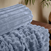 Catherine Lansfield Cosy Ribbed Soft Touch Velvet 130cm x 170cm Throw Lansfield Blue