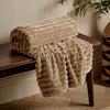 Catherine Lansfield Cosy Ribbed Soft Touch Velvet 130cm x 170cm Throw Natural