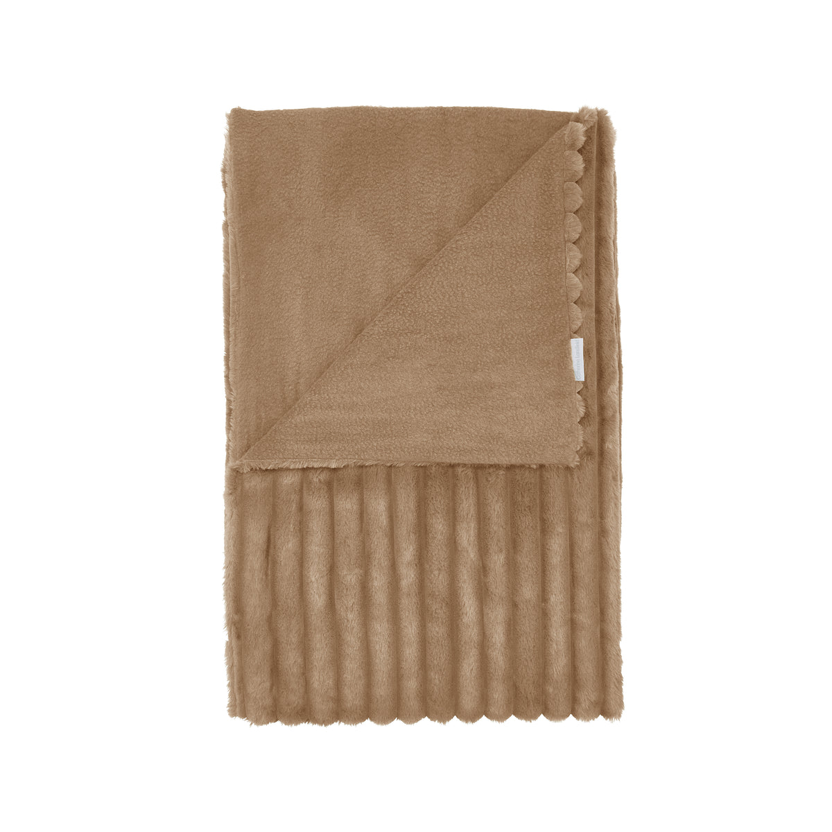 Catherine Lansfield Cosy Ribbed Soft Touch Velvet 130cm x 170cm Throw Natural