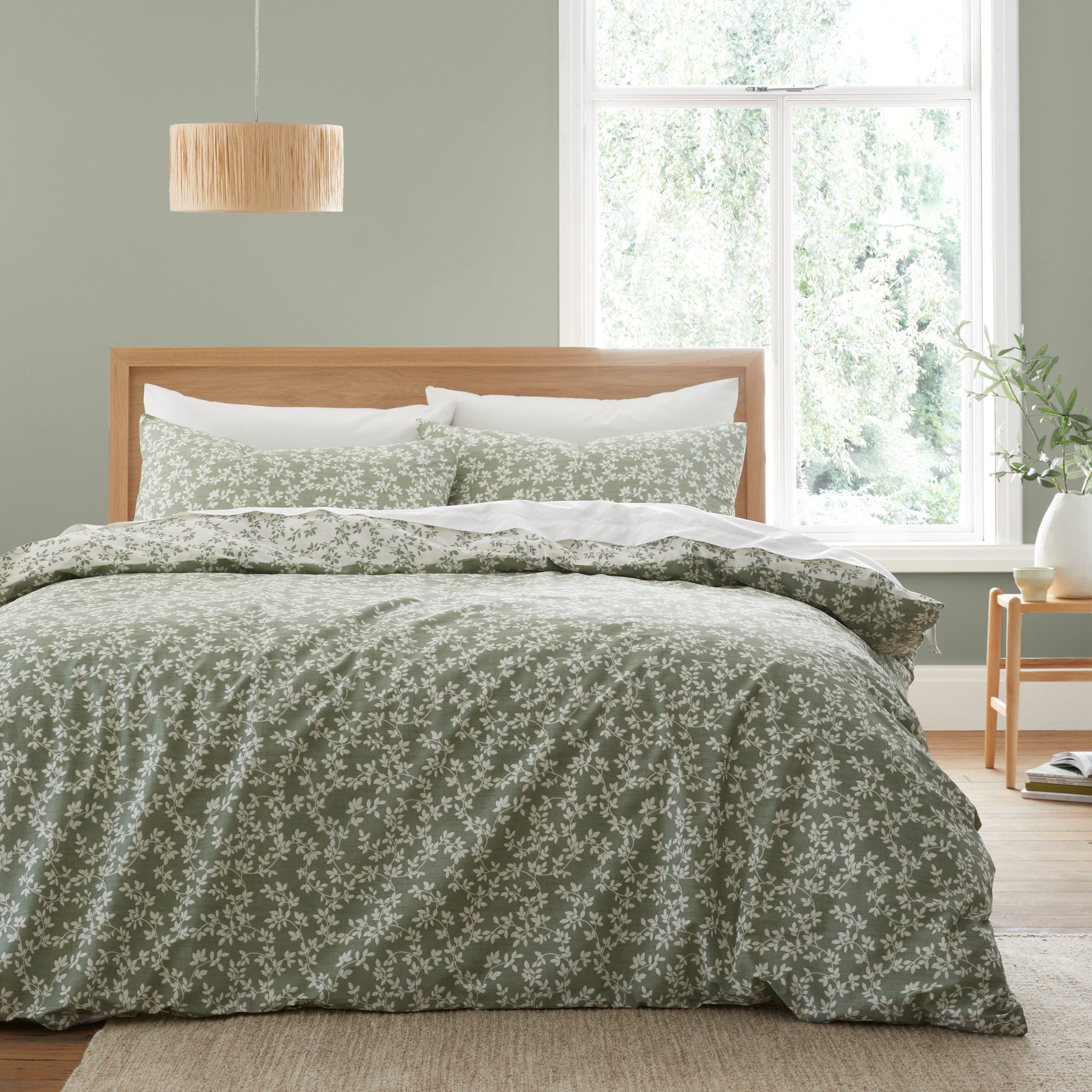 Bianca Shadow Leaves Duvet Cover Bedding Set Green