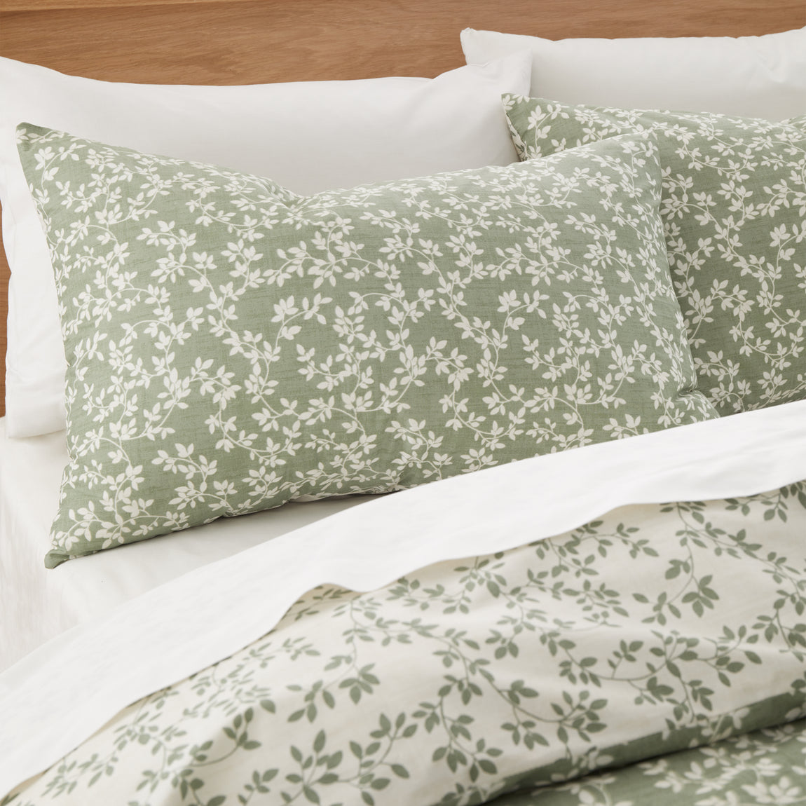 Bianca Shadow Leaves Duvet Cover Bedding Set Green