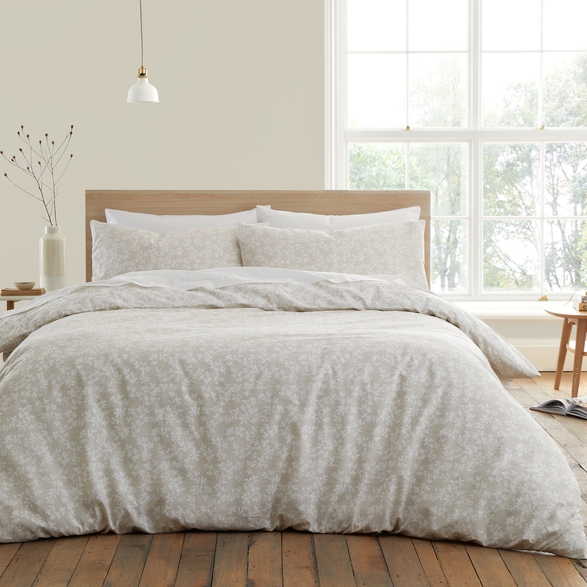 Bianca Shadow Leaves Duvet Cover Bedding Set Natural