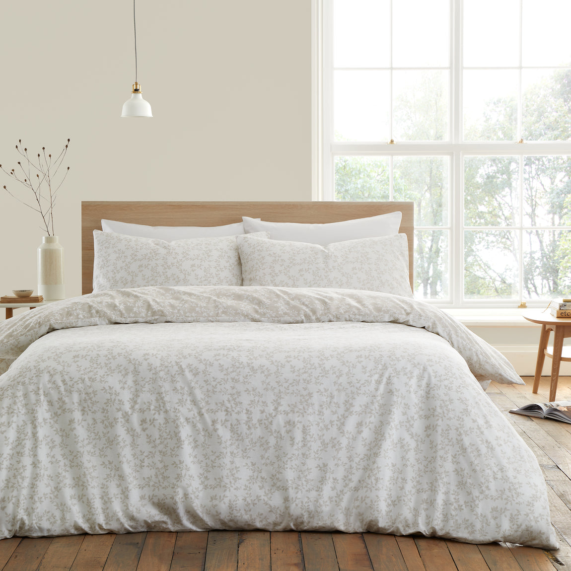 Bianca Shadow Leaves Duvet Cover Bedding Set Natural