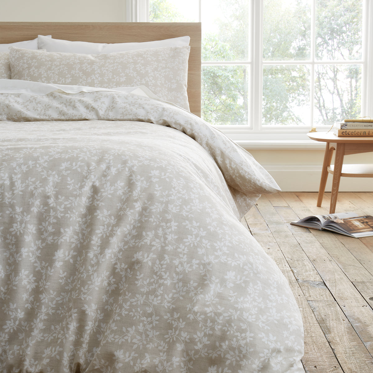 Bianca Shadow Leaves Duvet Cover Bedding Set Natural