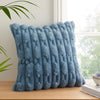 Bianca Carved Faux Fur Filled Cushion 50cm x 50cm Blue