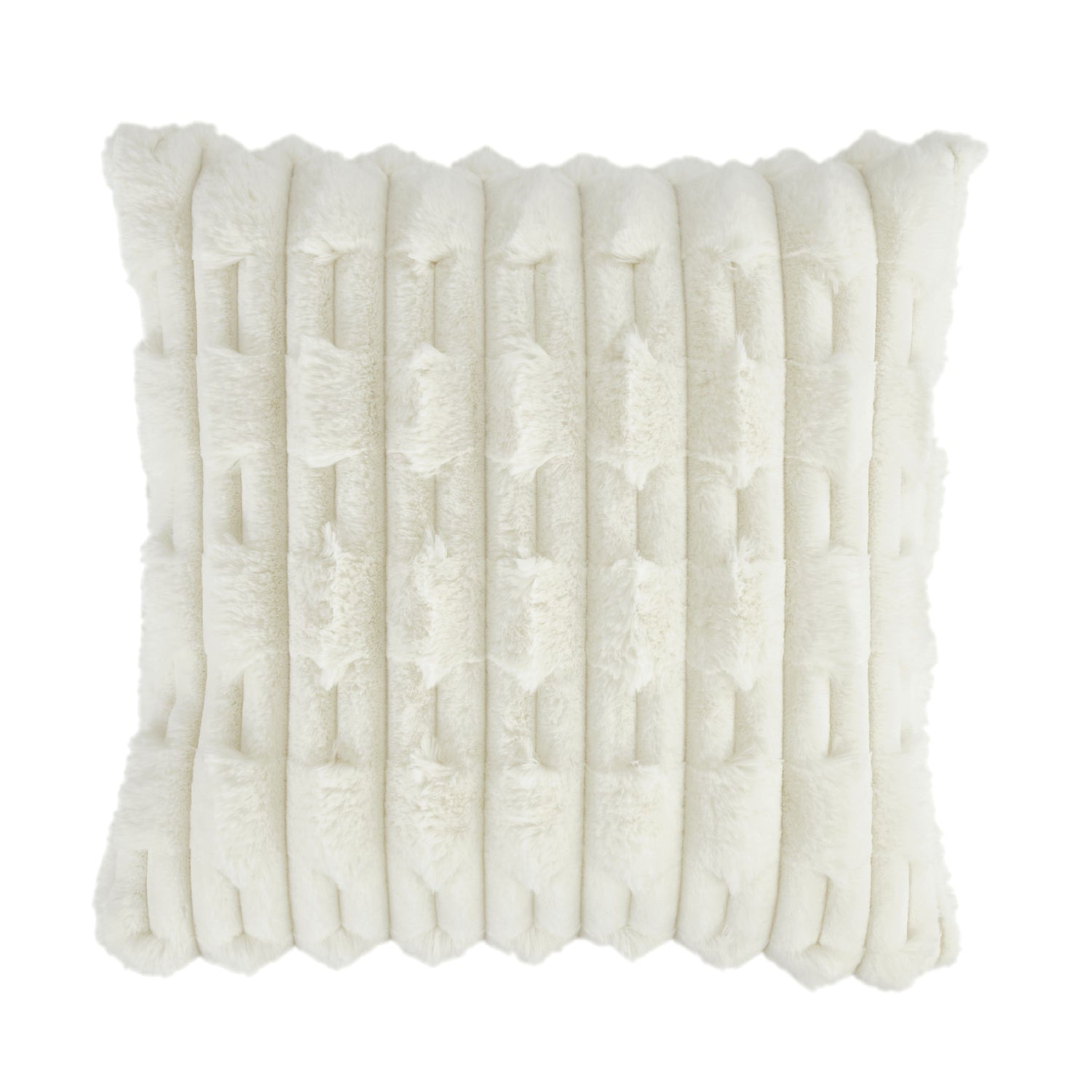 Bianca Carved Faux Fur Filled Cushion 50cm x 50cm Cream