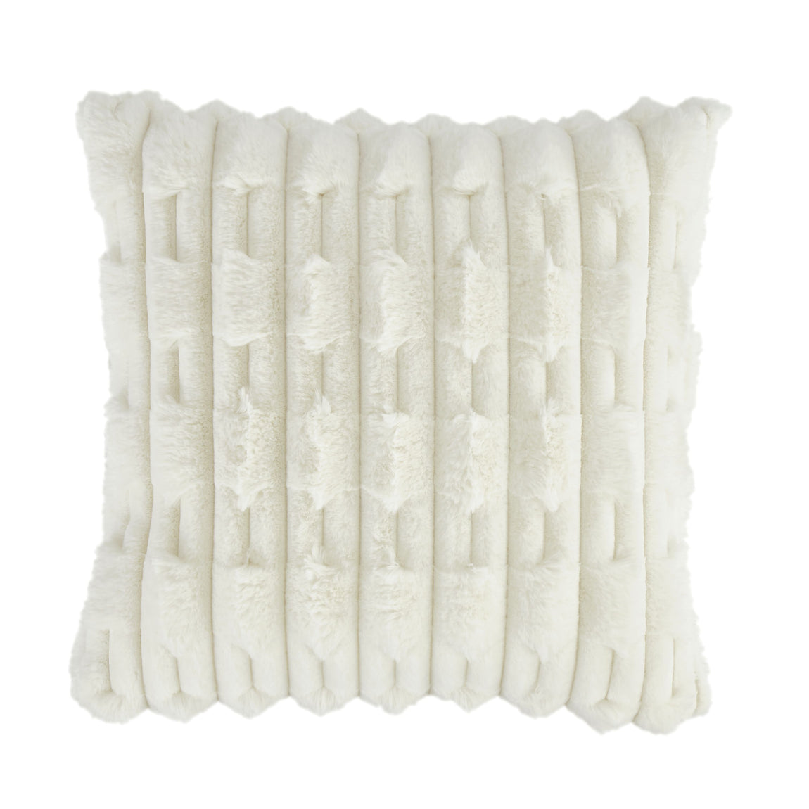 Bianca Carved Faux Fur Filled Cushion 50cm x 50cm Cream
