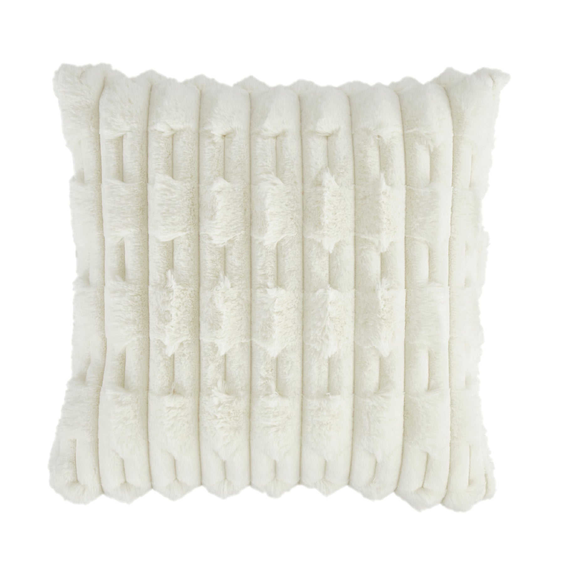 Bianca Carved Faux Fur Filled Cushion 50cm x 50cm Cream