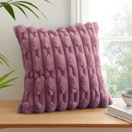 Bianca Carved Faux Fur Filled Cushion 50cm x 50cm Pink