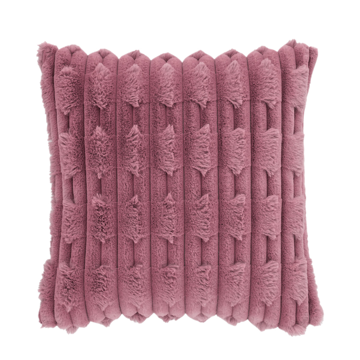 Bianca Carved Faux Fur Filled Cushion 50cm x 50cm Pink