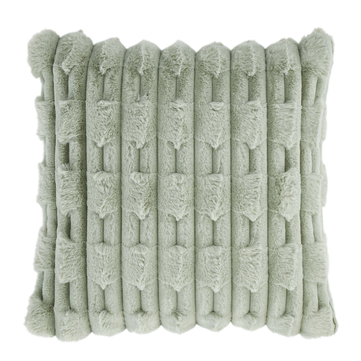 Bianca Carved Faux Fur Filled Cushion 50cm x 50cm Sage
