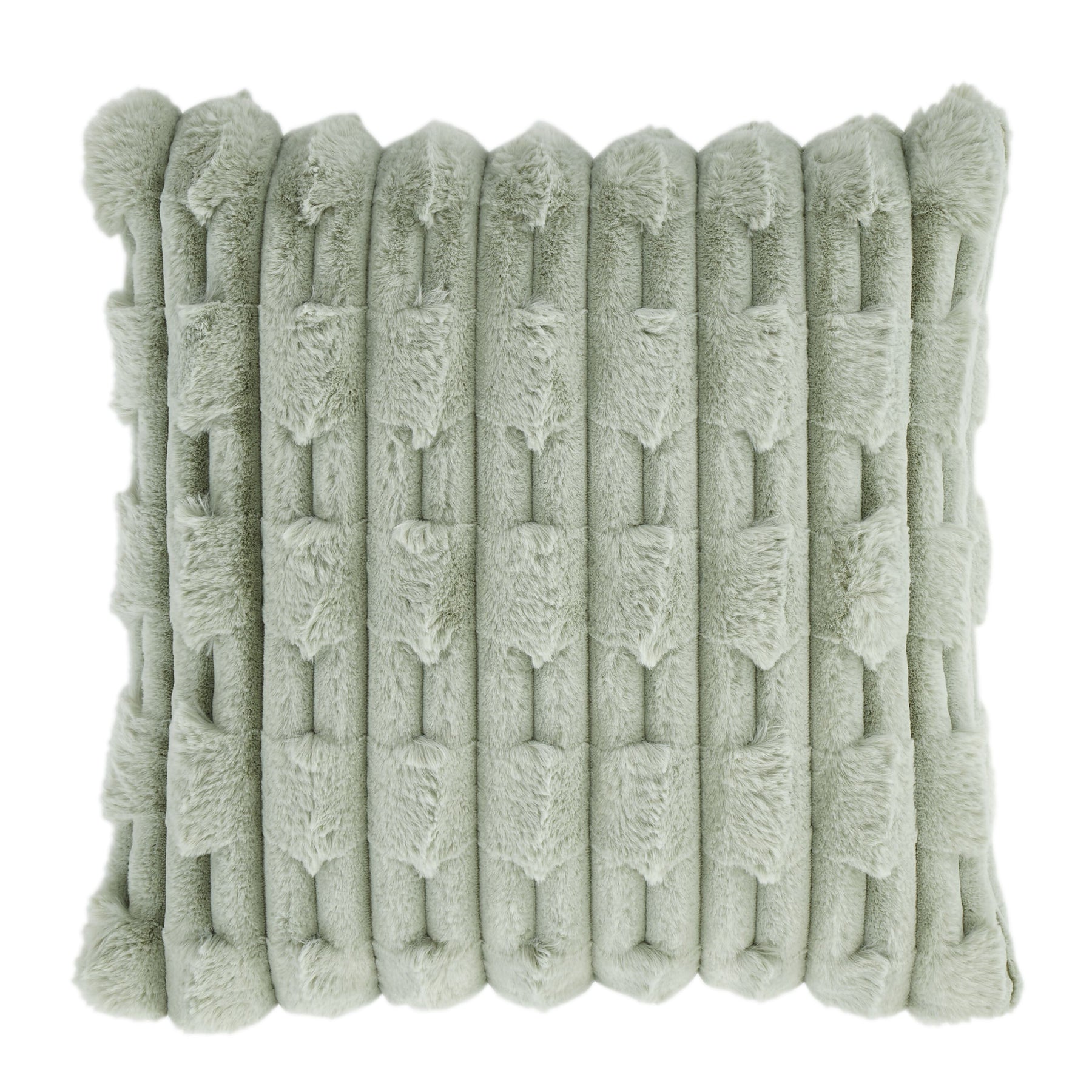 Bianca Carved Faux Fur Filled Cushion 50cm x 50cm Sage