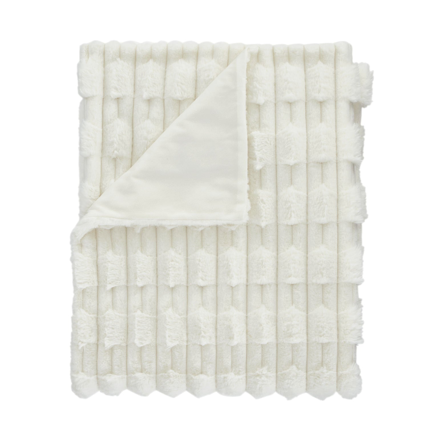 Bianca Carved Faux Fur 150x200cm Throw Cream