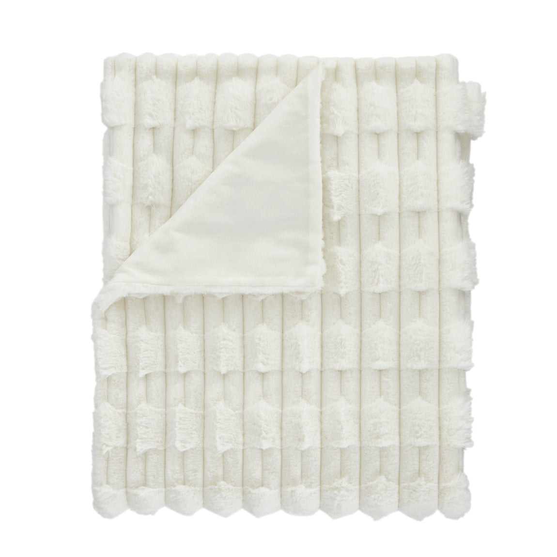 Bianca Carved Faux Fur 150x200cm Throw Cream