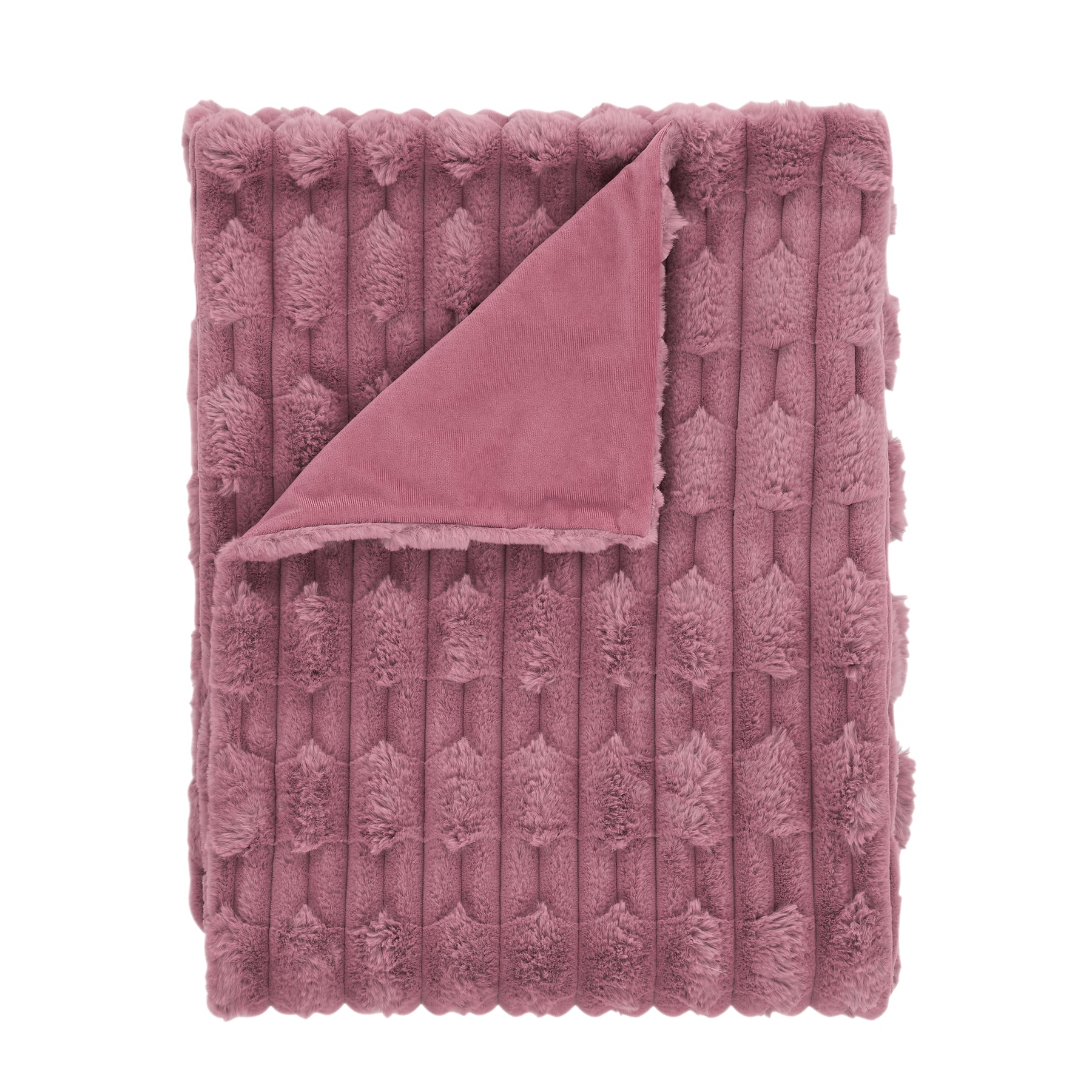Bianca Carved 150cm x 200cm Faux Fur Throw Pink