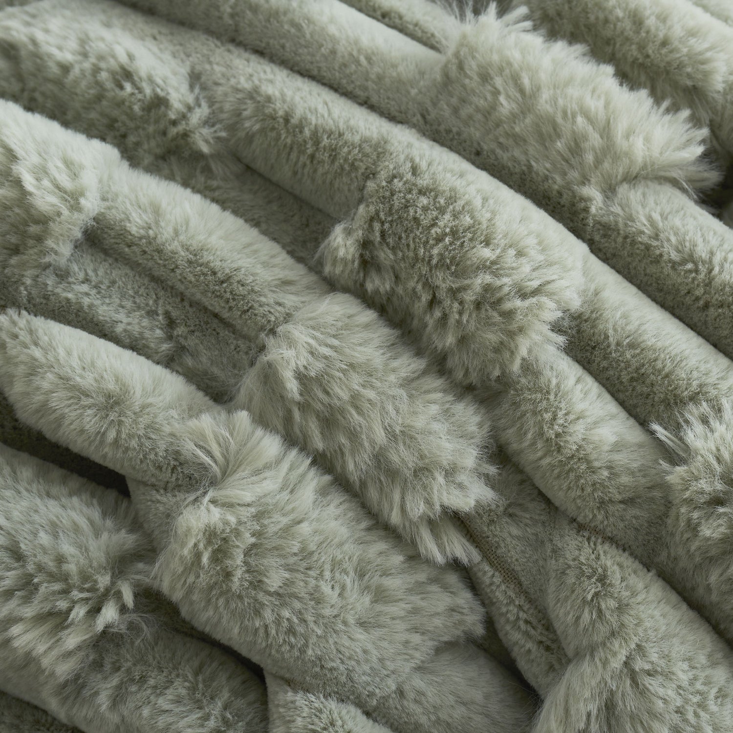 Bianca Carved Faux Fur 150x200cm Throw Sage