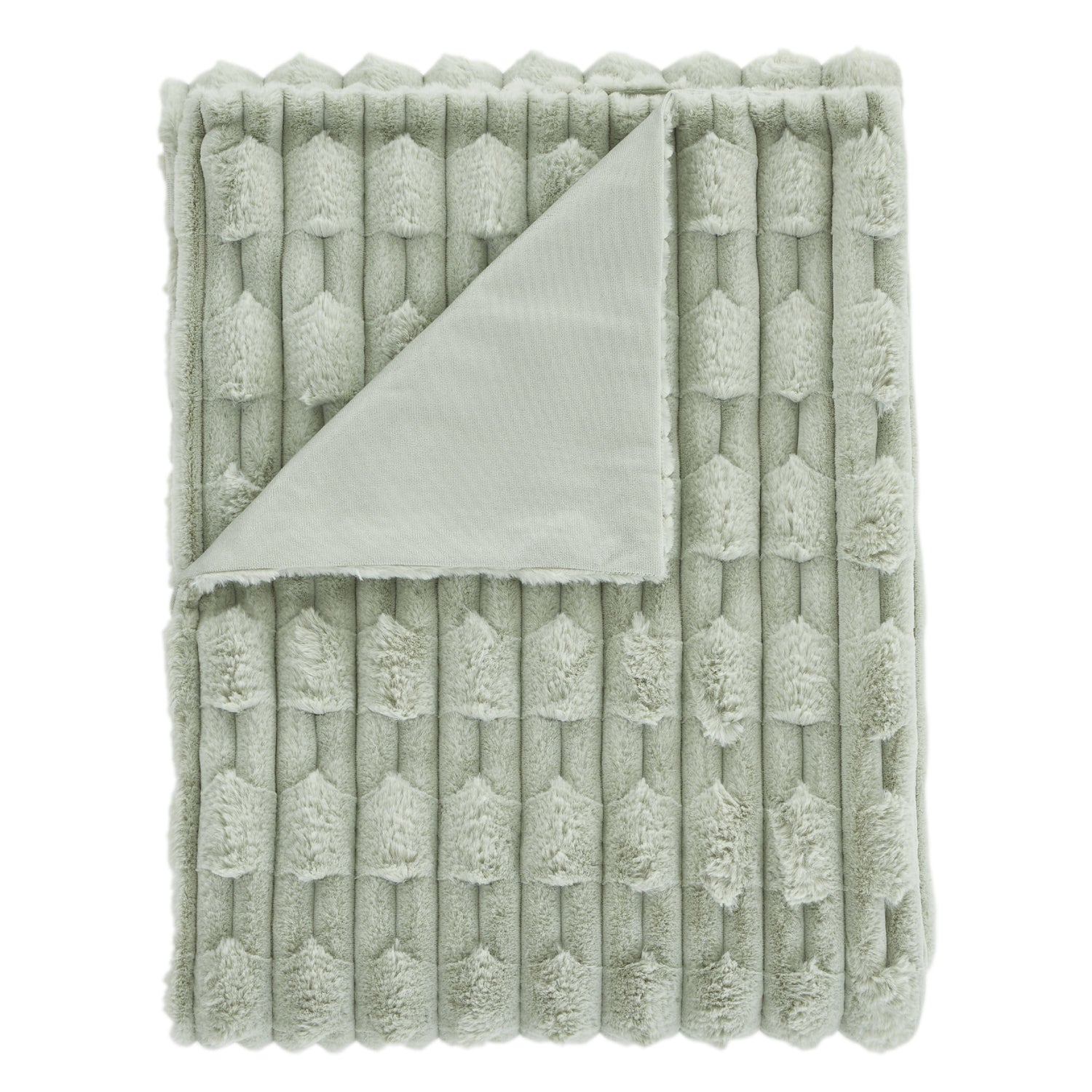Bianca Carved Faux Fur 150x200cm Throw Sage