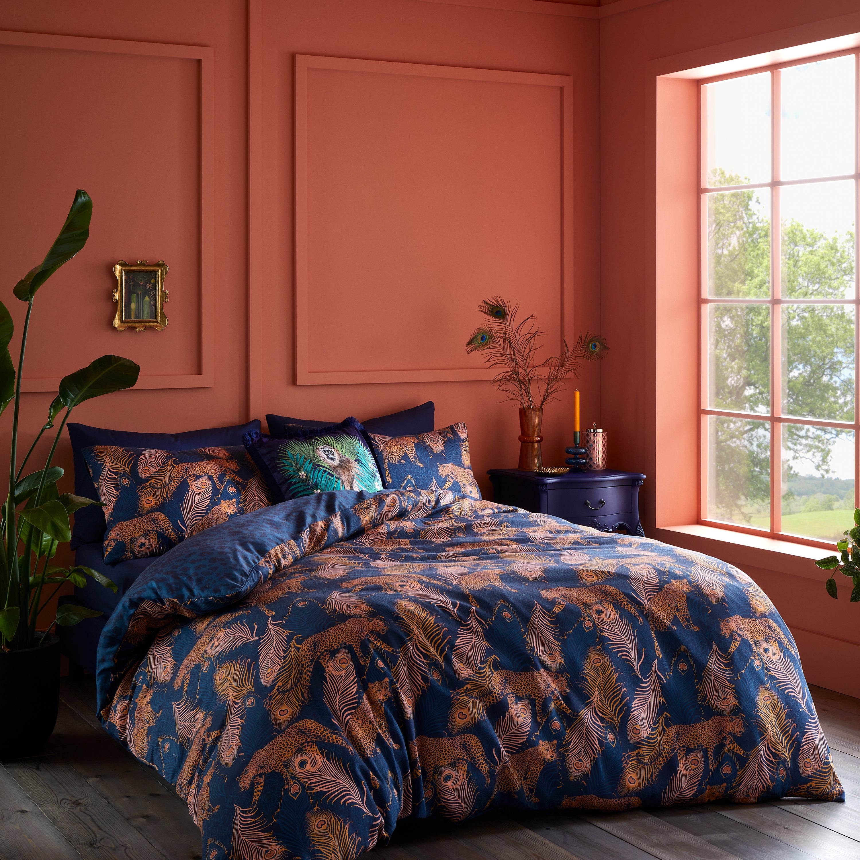 Matthew Williamson Peacock Leopard Bedding Set Navy Blue Affordable matthew-williamson-peacock-leopard-bedding-set-navy-blue-affordable
