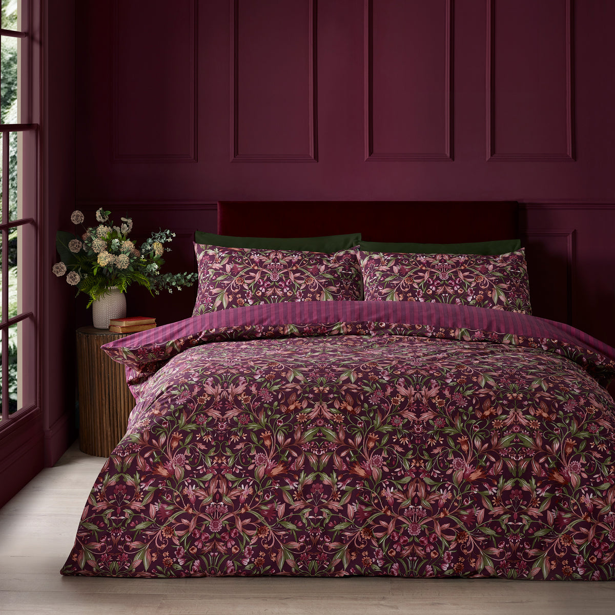 Catherine Lansfield Richmond Duvet Cover Bedding Set Plum