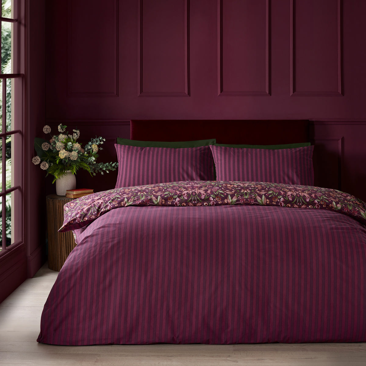 Catherine Lansfield Richmond Duvet Cover Bedding Set Plum