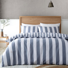 Catherine Lansfield Cove Stripe Duvet Cover Bedding Set Blue